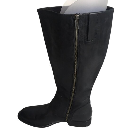 Born Boots Womens Size 9.5 Black Leather Knee High Wide Calf Riding Zip F71009 - Picture 1 of 13